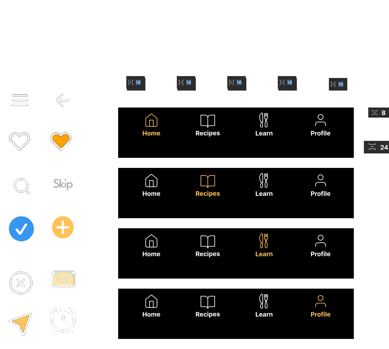 CookWise style guide - icons and navigation