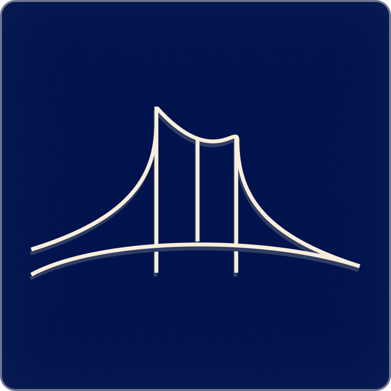 Quaystone bridge mark in cream on a deep navy rounded tile, as used for the app icon and social avatar