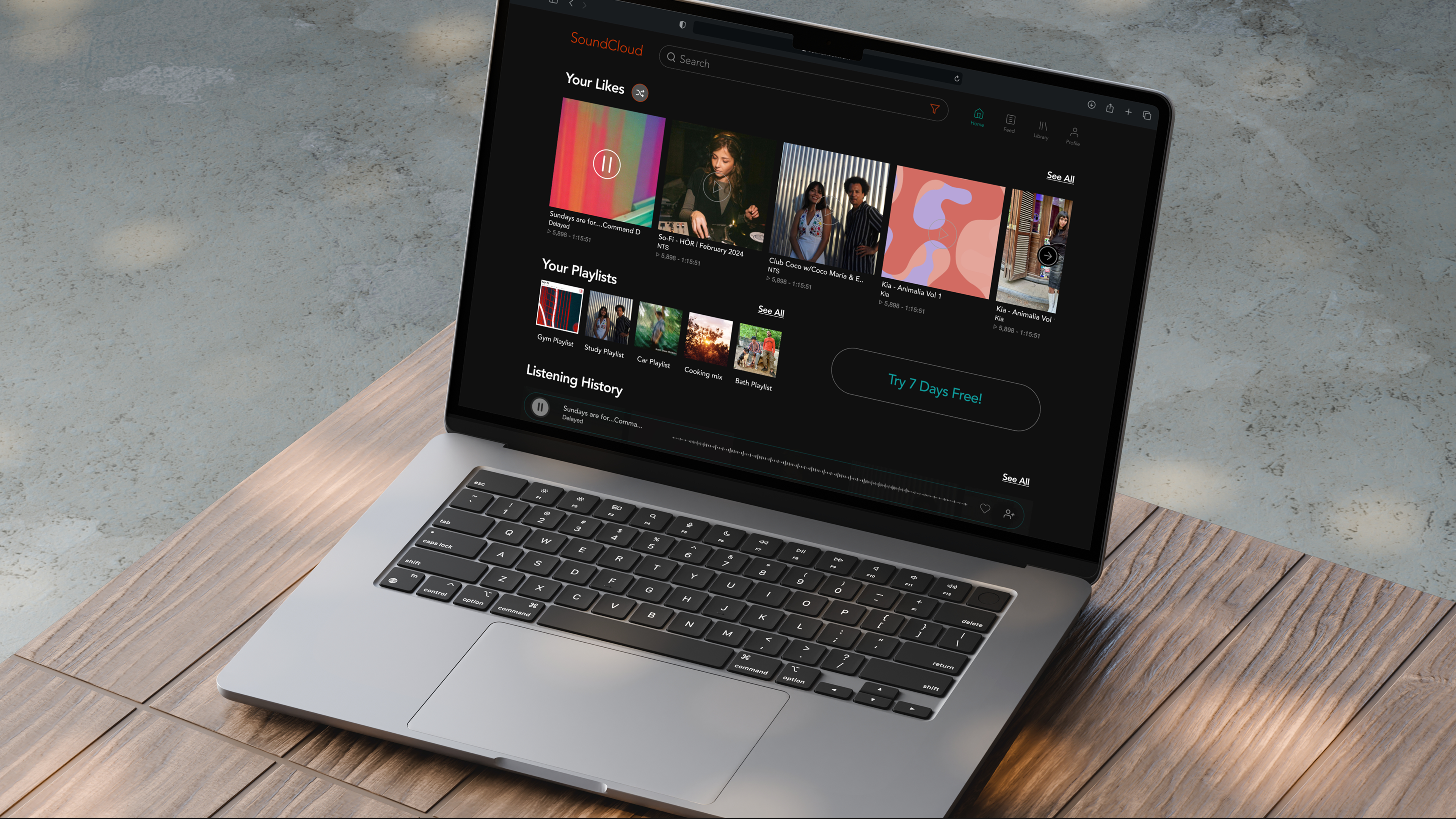 Redesigned SoundCloud desktop view