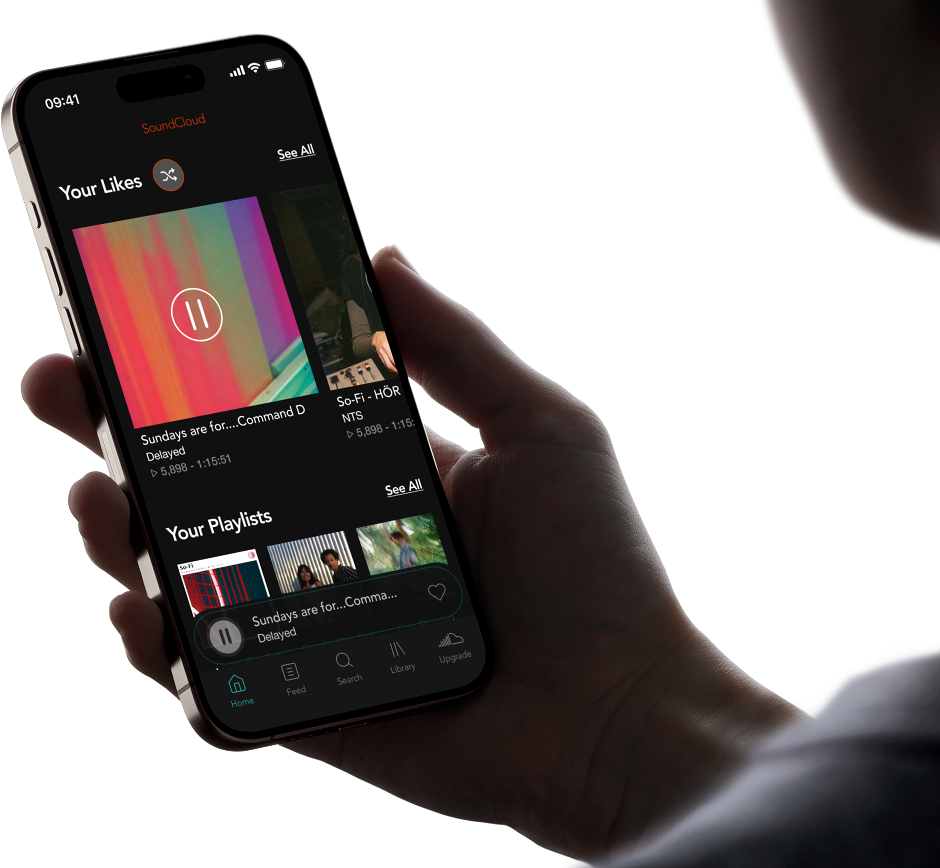 Redesigned SoundCloud home screen