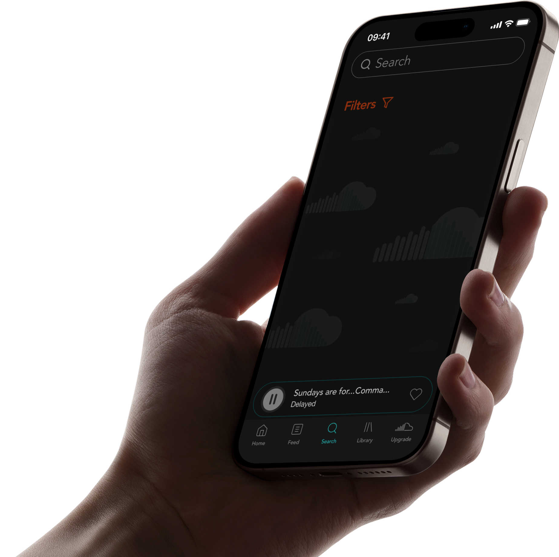 Redesigned SoundCloud search screen